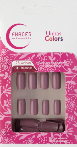 Unhas Postiças Colors Rosa Flash U3052 Fhaces