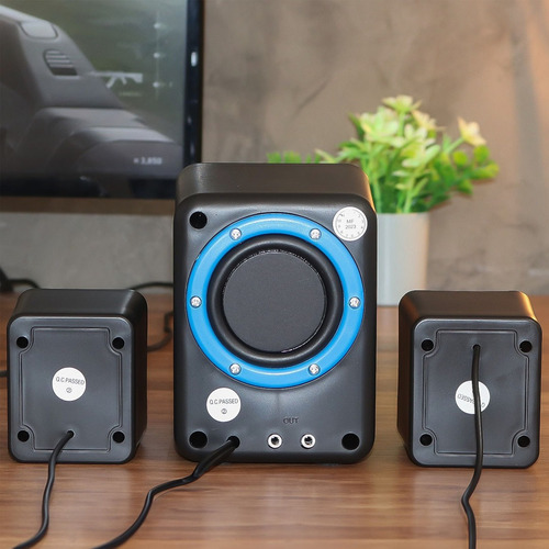 Caixa De Som Pc Notebook Subwoofer 6w Usb 2.1 P2 Cor Azul 127/220v
