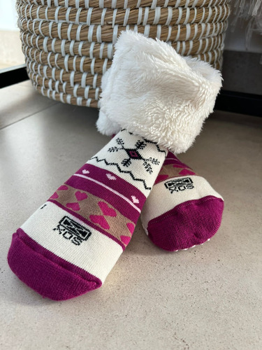 Pantumedias Sox Infantil Abrigo Corderito Invierno Frio Fucsia 1