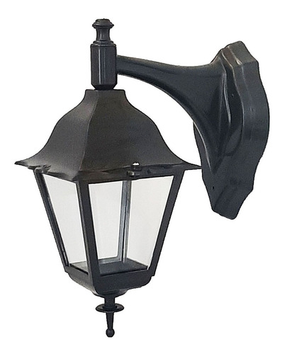 Farol Colonial Cuadrado Exterior De 4 Caras De Vidrio - Negro - Mecaluz*