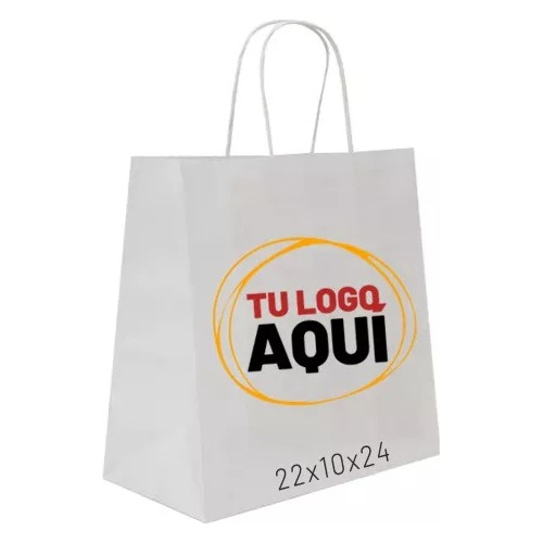 Bolsas Papel Blancas Personalizadas X 1000 - 22x10x24