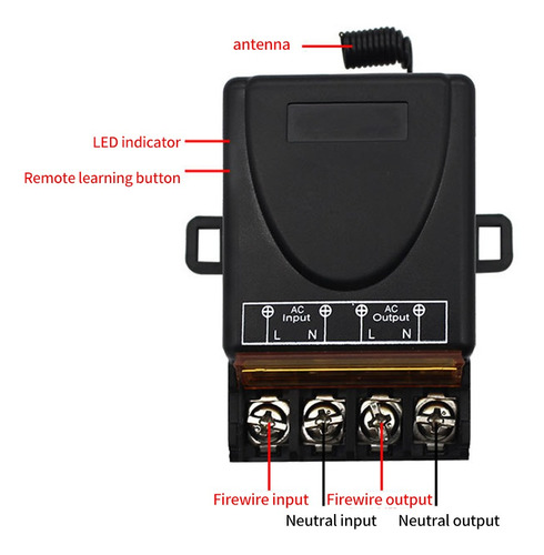 Interruptor De Control Remoto Inalámbrico Ac 220v 30a 1ch 43
