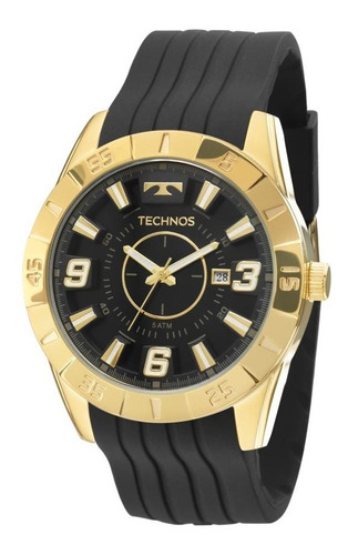 Relógio Masculino Technos Preto Dourado Silicone 2115kza/8p Original C/ Garantia