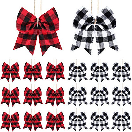 20 Piezas De Lazos De Cuadros Plaid Adornos De Navidad ...