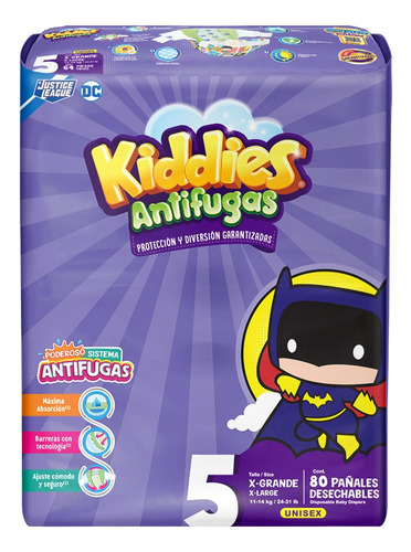 Pañales Kiddies Antifugas Talla 5 Xg Unisex 80 Piezas Género Sin Género Talla Extra Grande (xg)