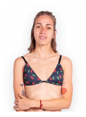 Corpiño Bikini Triangulo Con Relleno Cherry Regulable Env