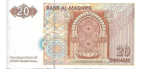 Marruecos Billete 20 Dirhams Año 1996 Mb+ Palermo (Usado)