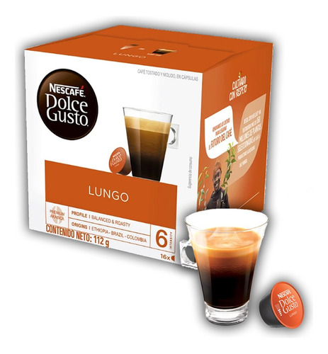 Cápsulas Dolce Gusto Lungo Caja 16 Unidades