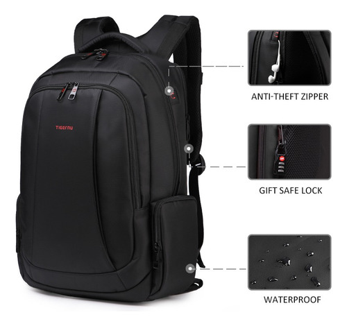 Mochila Tigernu Ejecutiva Para Notebook Negro T-b3143u