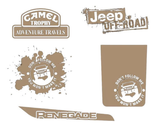 Kit Adesivo Emblema Faixa Off Road Jeep Renegade Ouro