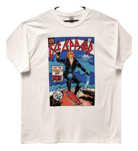 Def Leppard Playera Manga Corta Women Doom Talla M T-shirt