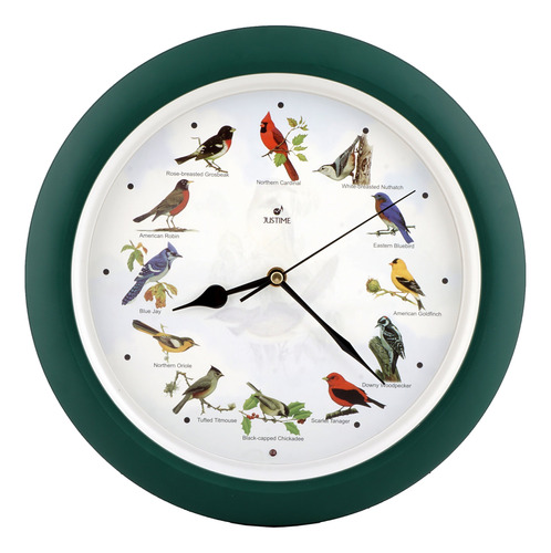 Reloj Pared 14.0 In Diseño Pajaro America Norte Color Verde