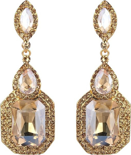 Aretes Colgantes Para Mujer Diseño Esmeralda Cristal Figura