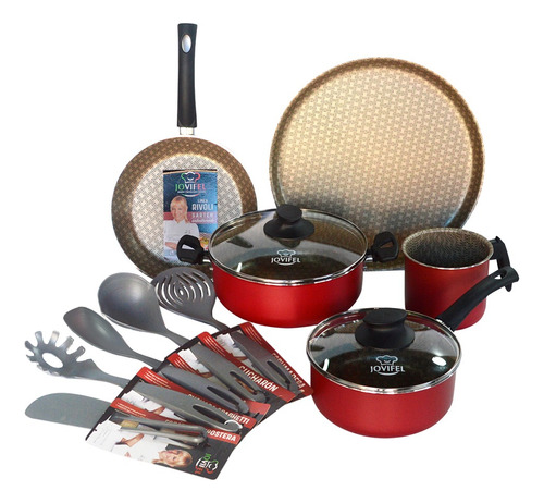 Batería Cocina Teflón 12 Pzs Jovifel Rivoli Set Utensilios