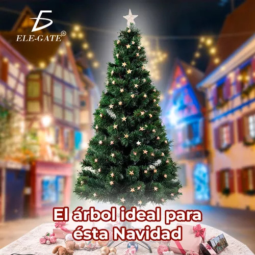 Arbol Navidad Artificial Luces Estrellas Integradas 2.10m Color Verde
