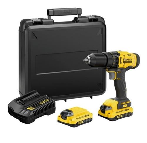 Furadeira parafusadeira de impacto sem fio de 13mm Stanley SCD711C2K 20V + 2 baterías de 1.5Ah + acessório com maleta de transporte