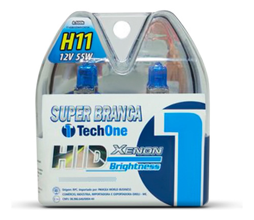 Par Lampada 8500k Super Branca Techone H11 55w Efeito Xenon