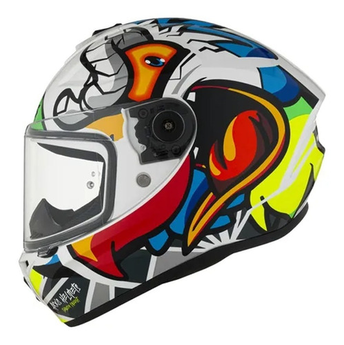 Casco Moto Axxis Draken Parrot A0 Blanco Brillo Mg Bikes