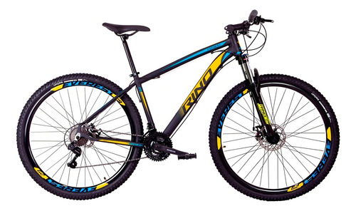 Bicicleta Aro 29 Rino Everest Color 24v Shimano C/ Trava Cor Amarelo/azul Tamanho Do Quadro 21