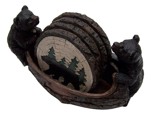 Soporte De Canoa De Oso Negro Con 4 Posavasos, 725 Pulgadas