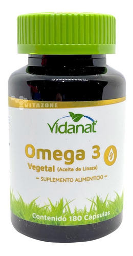 Omega 3 Vegetal (aceite De Linaza) 180 Cáps Vidanat Vegano Sabor Sin sabor