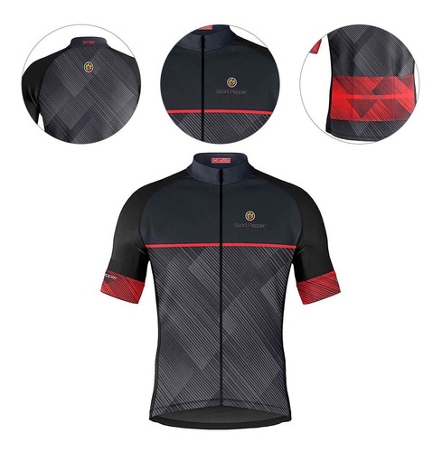 Camisa Sport Pepper Masculina Bell Cinza E Vermelha Ciclismo