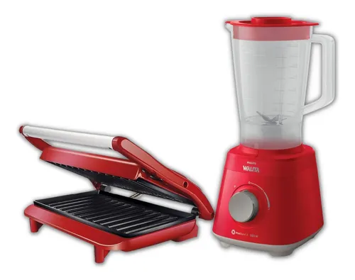 Sanduicheira Gourmet Grill + Liquidificador Vermelho 220v