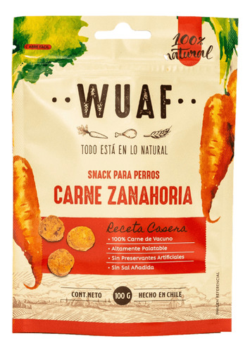 Wuaf® Snacks Para Perros Wuaf Natural Carne Zanahoria 100grs