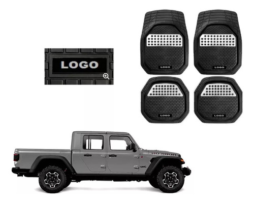 Tapetes 4pz Bandeja 3d Logo Jeep Gladiator 2019 - 2021 2022