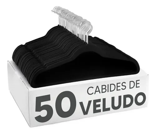 Kit 50 Cabides Kparts Aveludado Preto E Cinza Bege