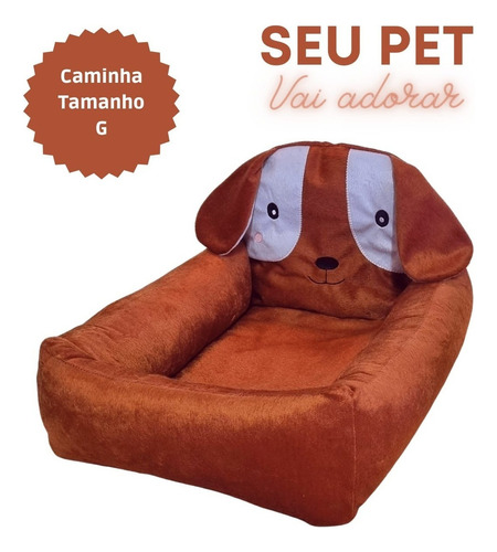 Caminha Pet Cachorro E Gato Com Cabeceira G Cor Marrom