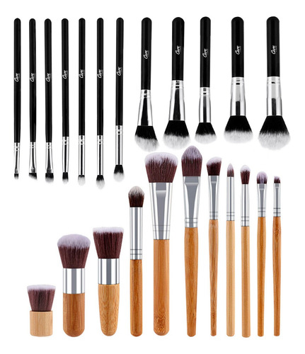 Set De Brochas Profesional Maquillaje Alta Gama + Estuche Color Negro