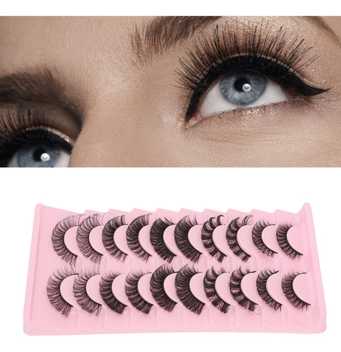 Pestañas Postizas 3d Fibra Hecho Mano Reutilizable 10 Pares