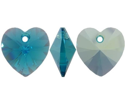 Dije Cristal Corazon 10mm Plata 925 Colores Vrs Encontralos Blue Zircon Ab