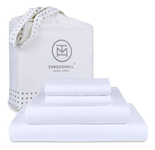 Threadmill Home Linen Juo De Sábanas De 400 Hilos, 100% Algo