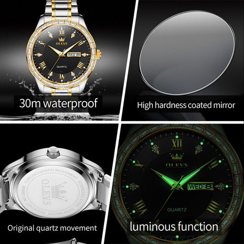 Relojes De Cuarzo Con Diamantes De Lujo Olevs Luminous