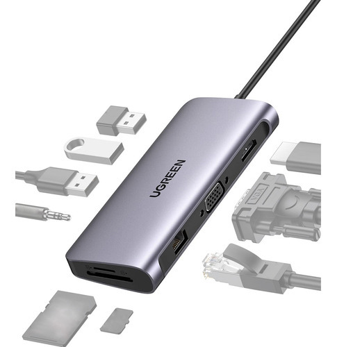 Adaptador Multiportas Usb-c Ugreen 10 Em 1 Cinza Espacial