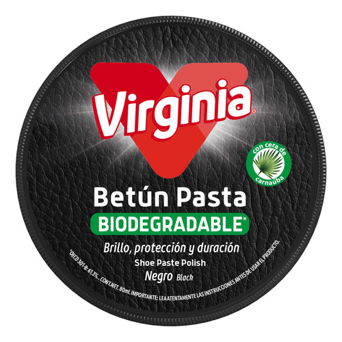 Betún Pasta Zapato Bio Virginia Negro 80ml