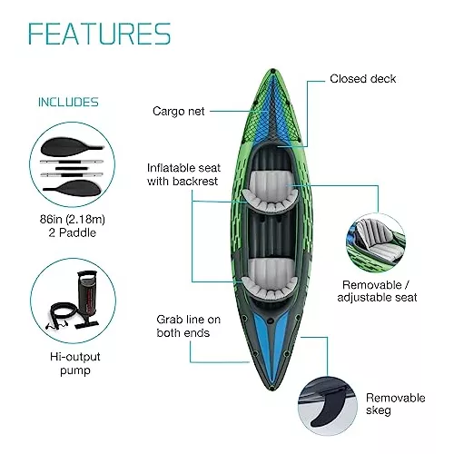  Intex Kayak inflable para 2 personas con remos y bomba de aire  y barco para 4 personas con remos y bomba : Deportes y Actividades al Aire  Libre