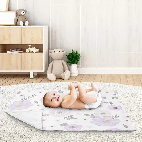 Manta Shabby Chic Para Bebé Niña Rosa Acuarela Lavanda