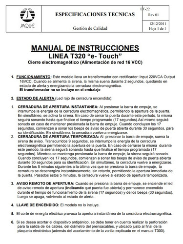 Imagen 4 de 5 de Barral Antipanico Touch Doble Jaque