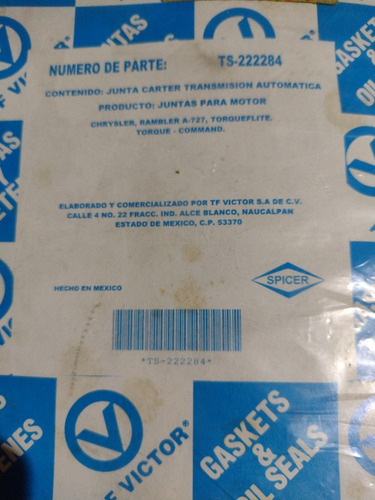 Tf Victor Ts 222284 Junta Carter Transmision Automatica Jun