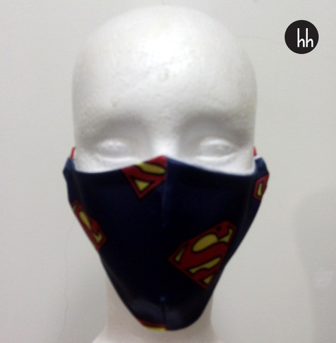 Máscara De Tecido Superman Com Forro Duas Camadas Kit Com 07