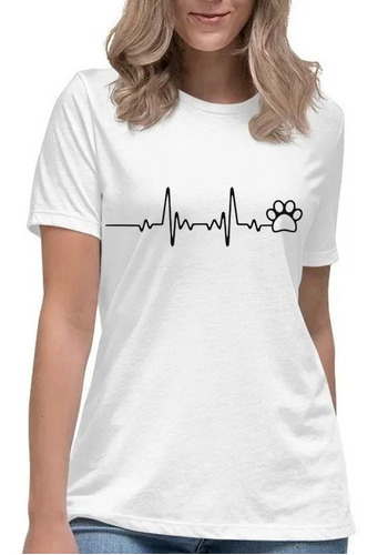 Camiseta Feminina Batimentos Cardiacos Dog Love Camisa Blusa