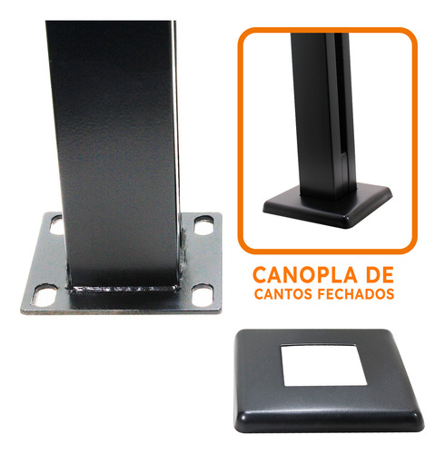 Kit 28 Colunas Torre Inox 30 Cm 2 Furos Preto Guarda Corpo