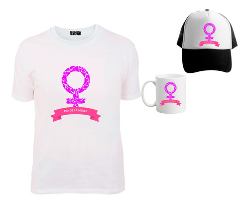 Polera Taza Gorra Dia De La Mujer Combo