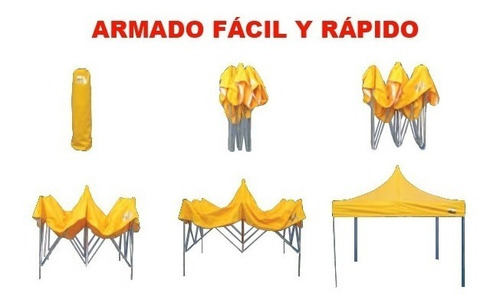 Carpa Plegable 3h Hierro 3x6 Mts 3 Paredes Completo Gazebo