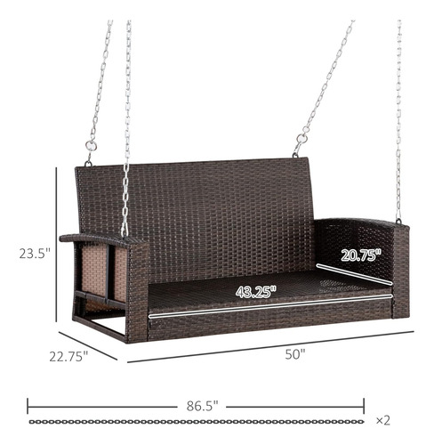 Banco Colgante De Mimbre Para 2 Personas, Silla De Columpio