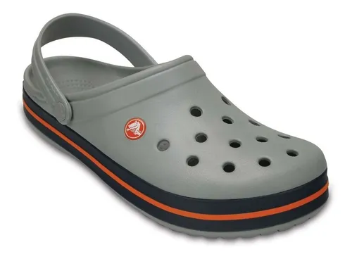 Zuecos Crocs Crocband Clog Gris Linea Naranja Original