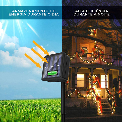 Pisca Pisca Fio De Fada Solar Led 200 Lâmpadas Luz Solar 20m 2v Modus Vdt201
